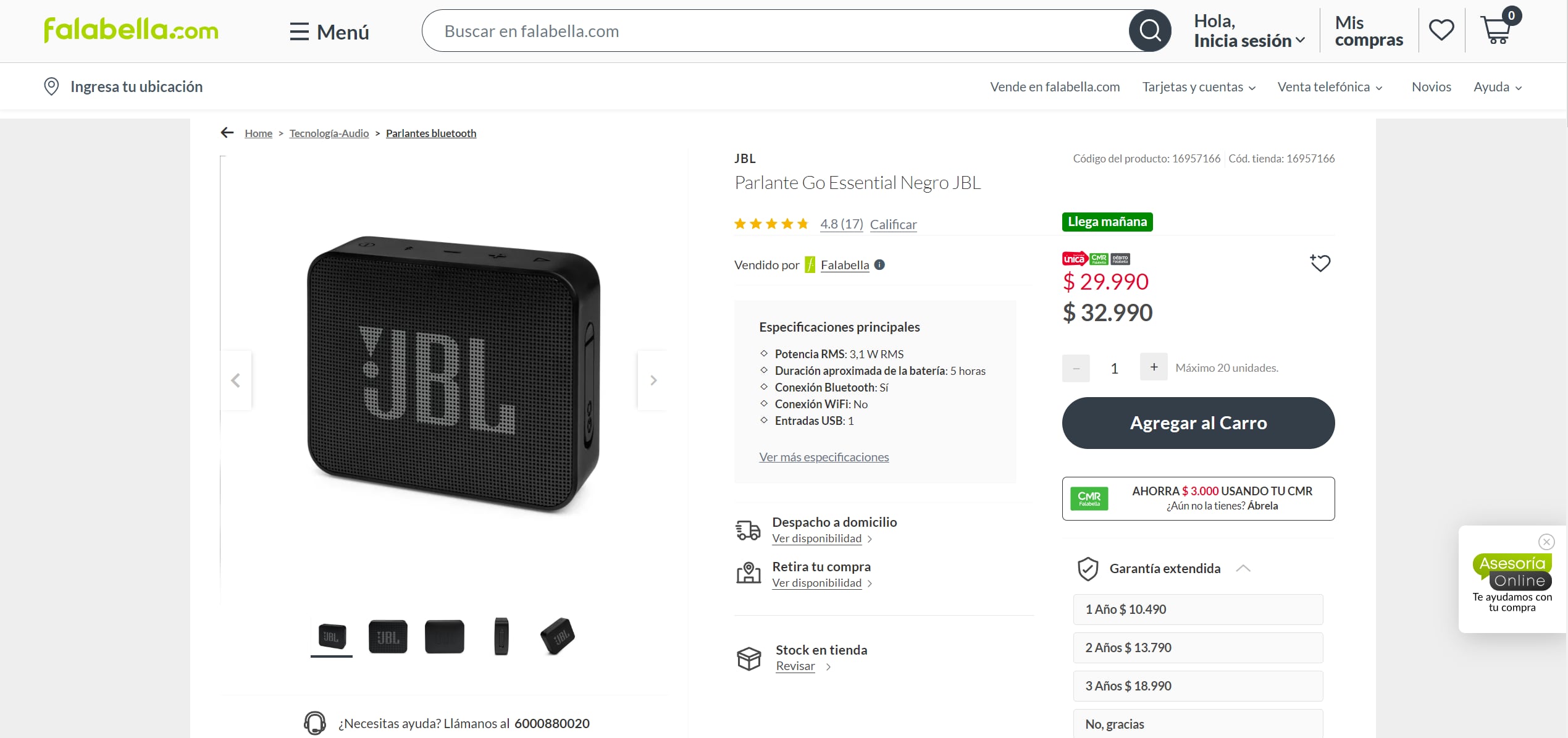 Parlante JBL precio Chile.