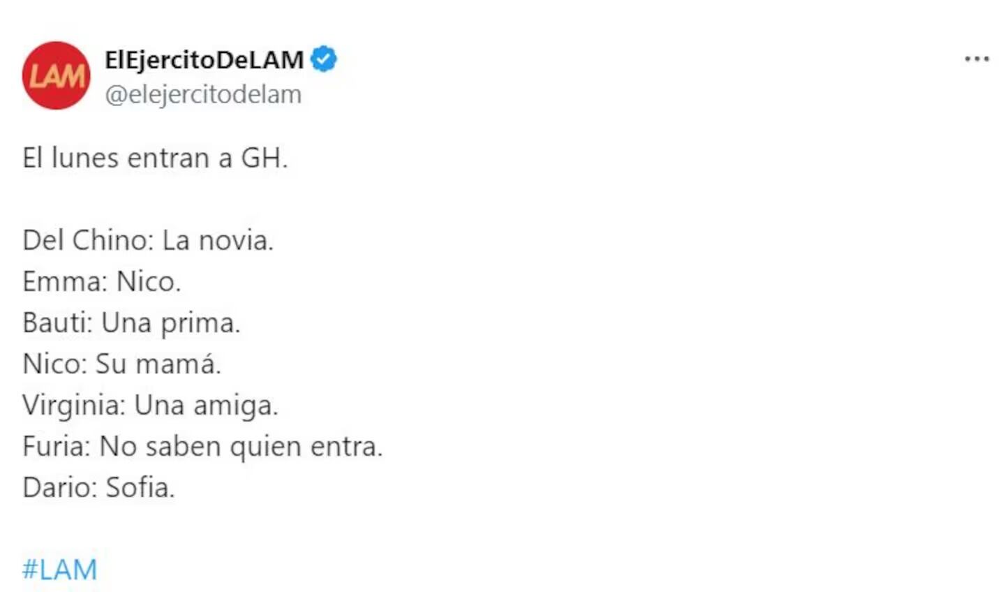 Este lunes todos los concursantes recibirán visitas, menos Furia.