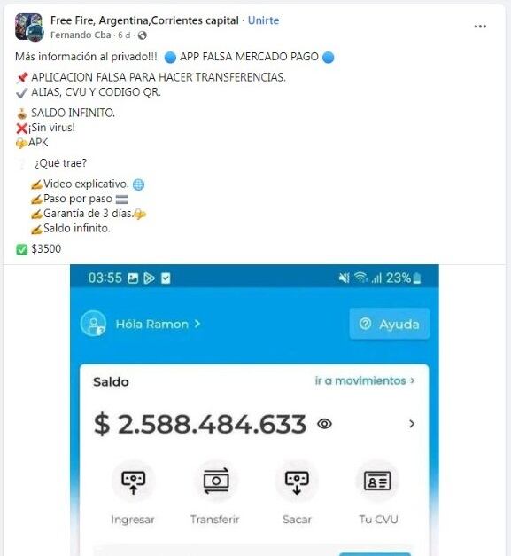 Alertan sobre una nueva estafa con una versión “trucha” de Mercado Pago