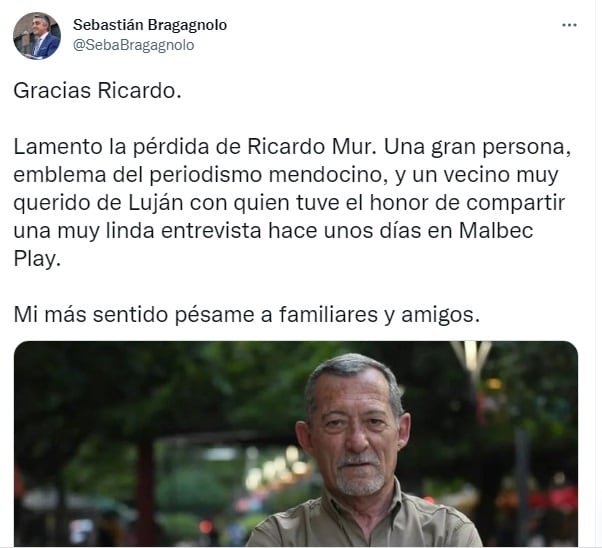 El escrito de Sebastián Bragagnolo para despedir a Mur