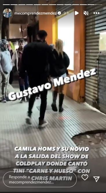 Camila Homs fue a ver a Coldplay justo el día que cantó Tini Stoessel en el escenario