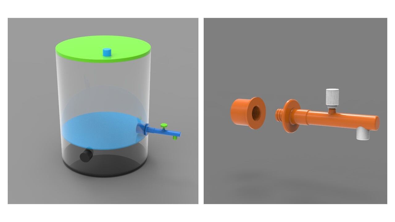 La microcisterna de riego y el tubo universal de riego por goteo serían útiles para casas alejadas y para la plantación de árboles. Imagen: gentileza Marcos Russo.