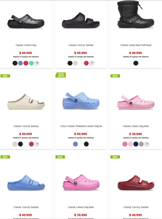 Los precios de las Crocs disponibles en la promoción