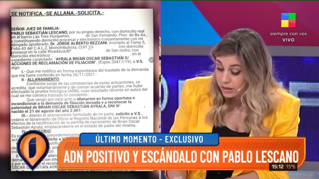 Pablo Lescano tiene un hijo que conoció a los 18 años.