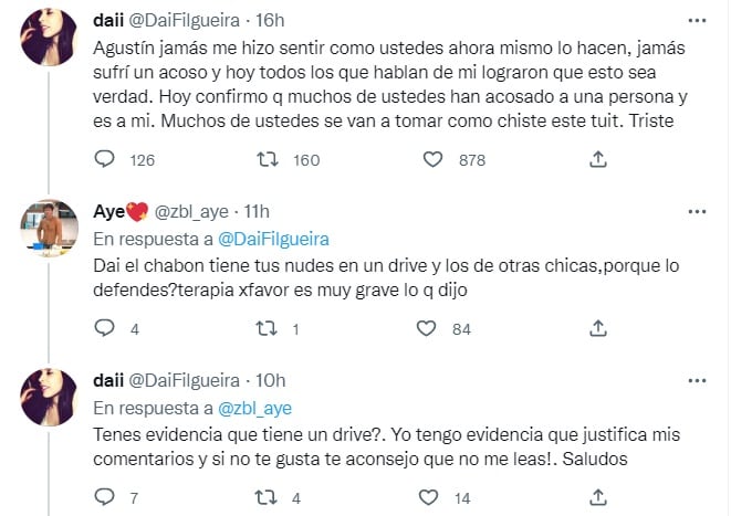 La defensa de Daiana, exnovia de Agustín, tras el escándalo en Gran Hermano (Twitter)