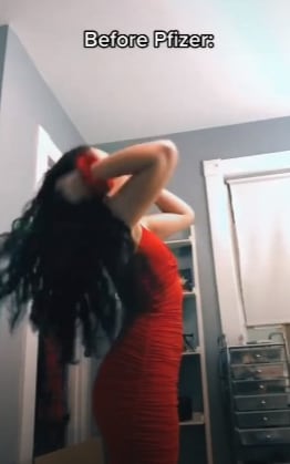 Una joven en TikTok aseguró que sus pechos crecieron tras vacunarse. Es falso.