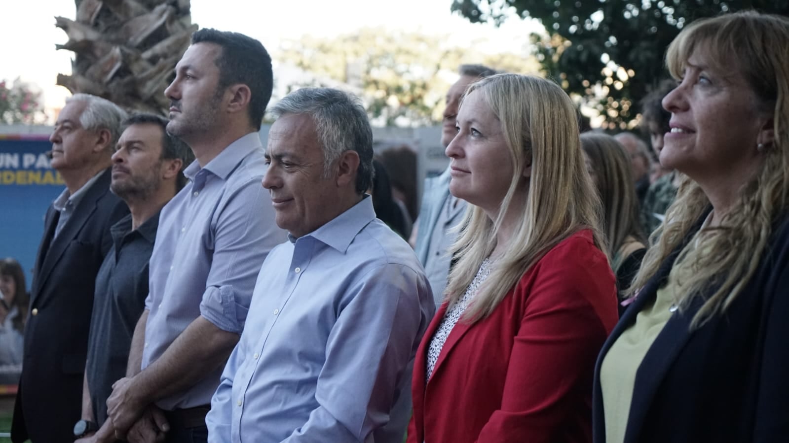 Luis Petri, Alfredo Cornejo, Hebe Casado y Patricia Giménez en la disertación del coronel retirado Marcelo Rozas Garay. Foto: Prensa Juntos por el Cambio.