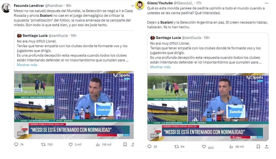 La pregunta a Scaloni sobre las Sociedades Anónimas Deportivas generó revuelo en las redes sociales (X)