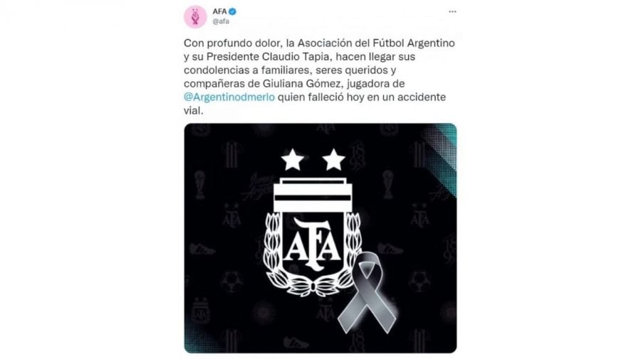 El comunicado de AFA tras el fallecimiento de Juliana Gómez.