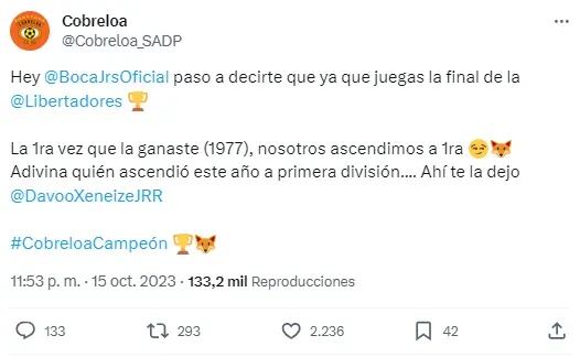 El guiño de Cobreloa a Boca