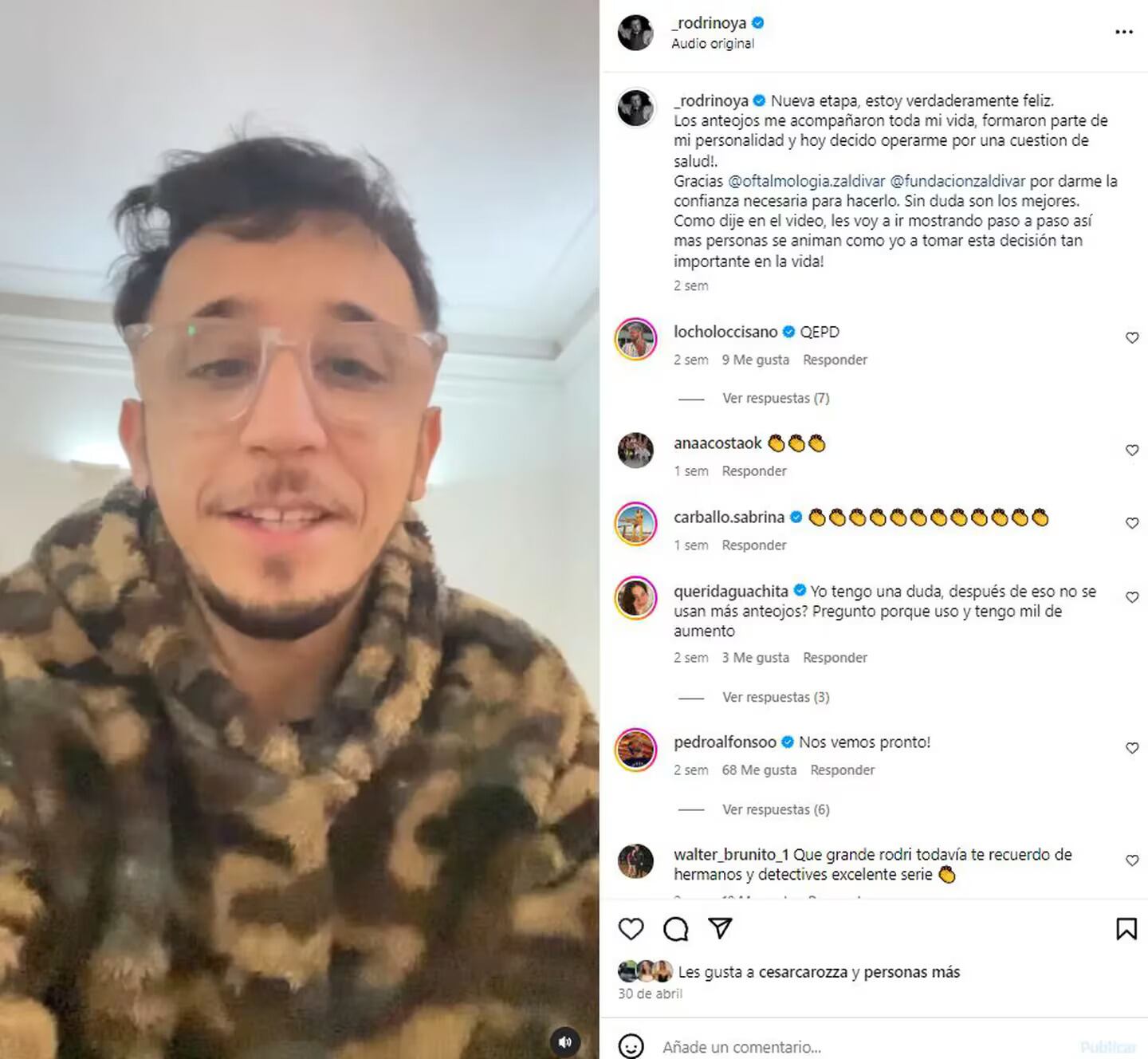 Qué le pasó a Rodrigo Noya. / Instagram