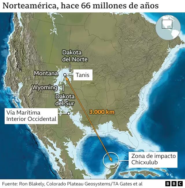 Zona del impacto del asteroide.