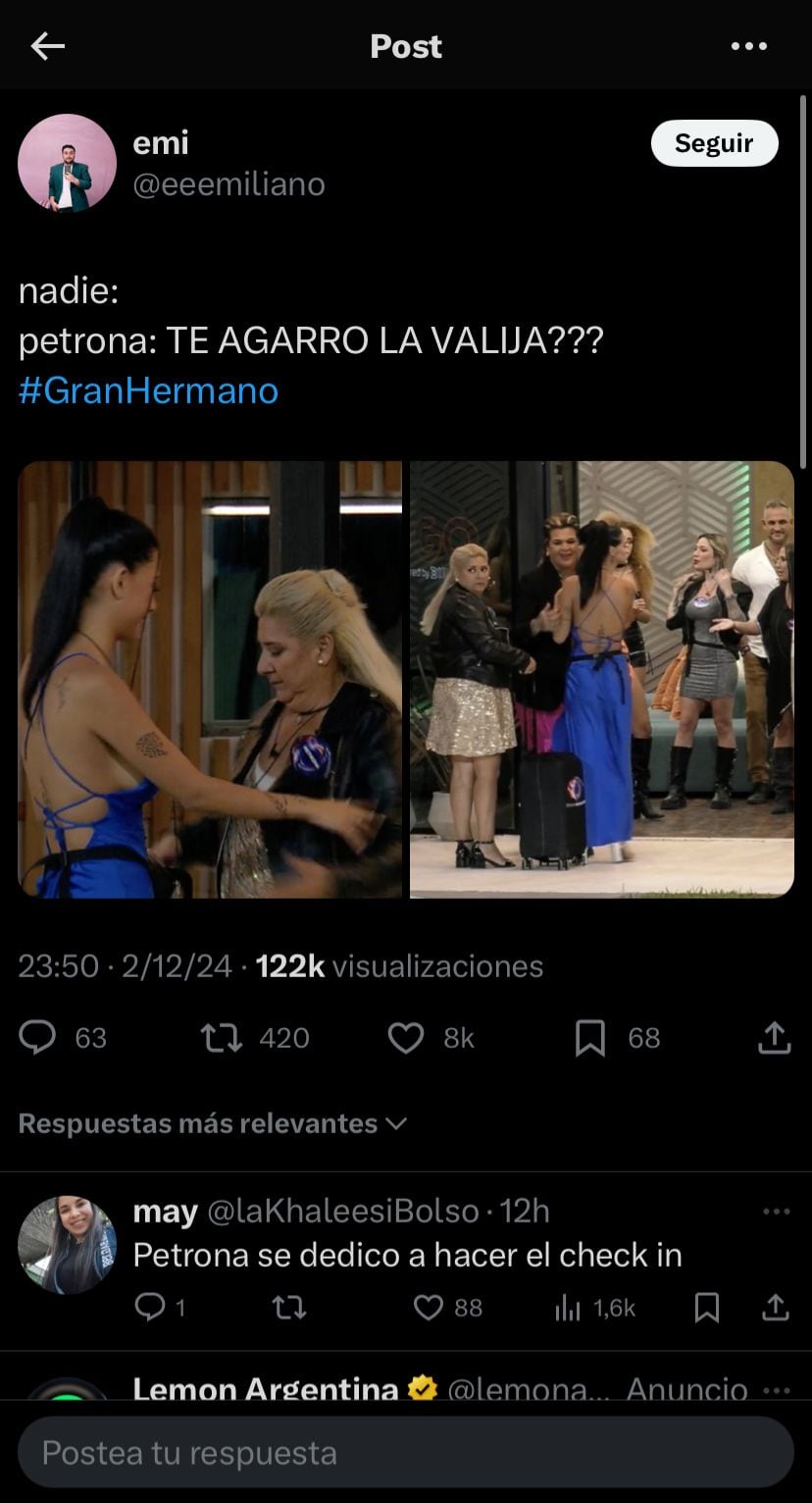 Los memes de Petrona, la participante de Gran Hermano.