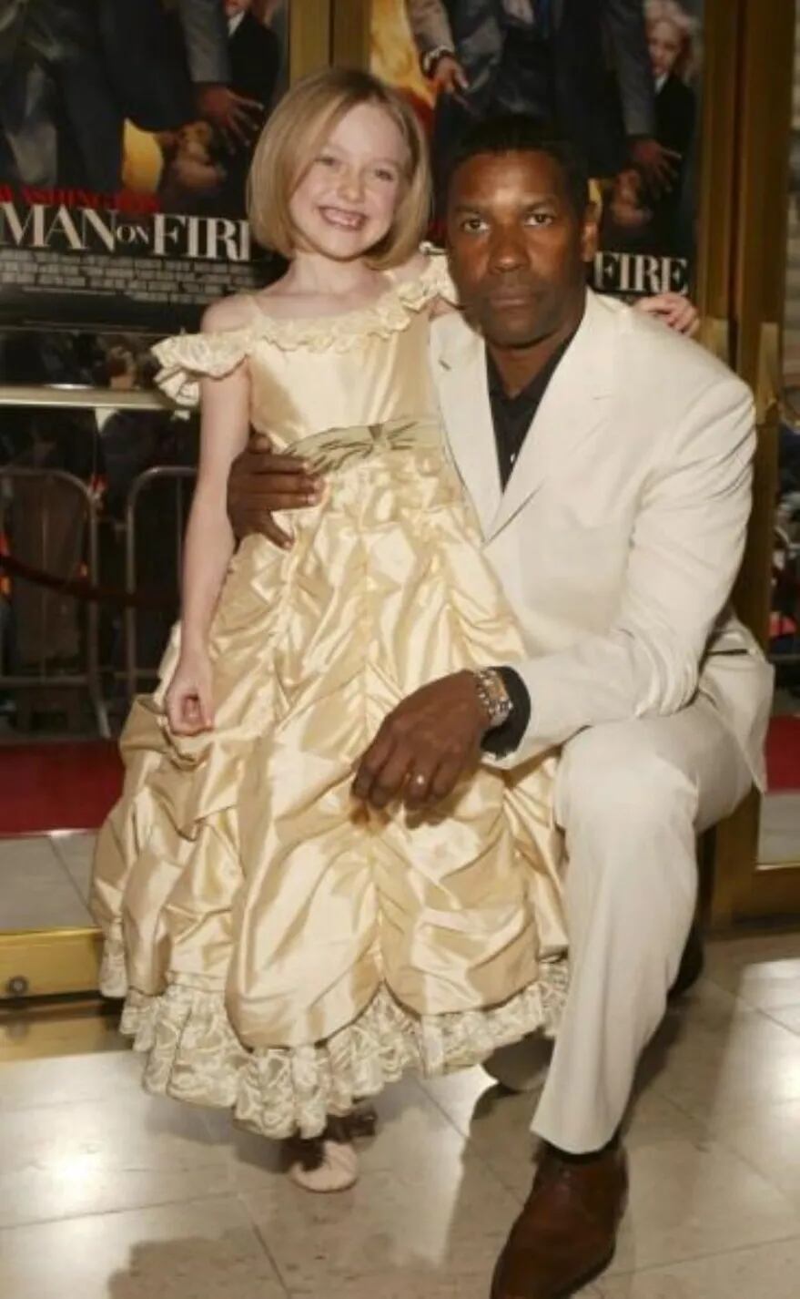 Denzel Washington y Dakota Fanning volvieron a encontrarse tras 18 años de la película Hombre en llamas. / Foto: Gentileza