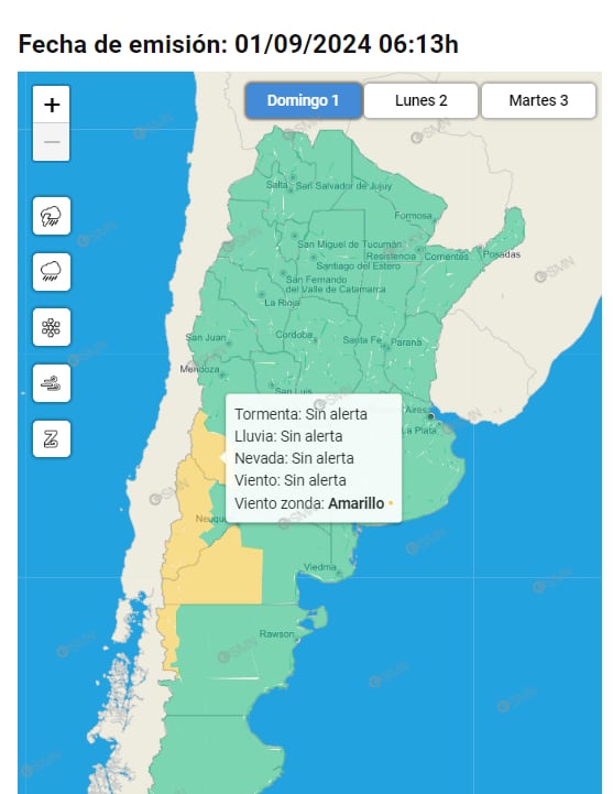 Alerta por Zonda del SMN