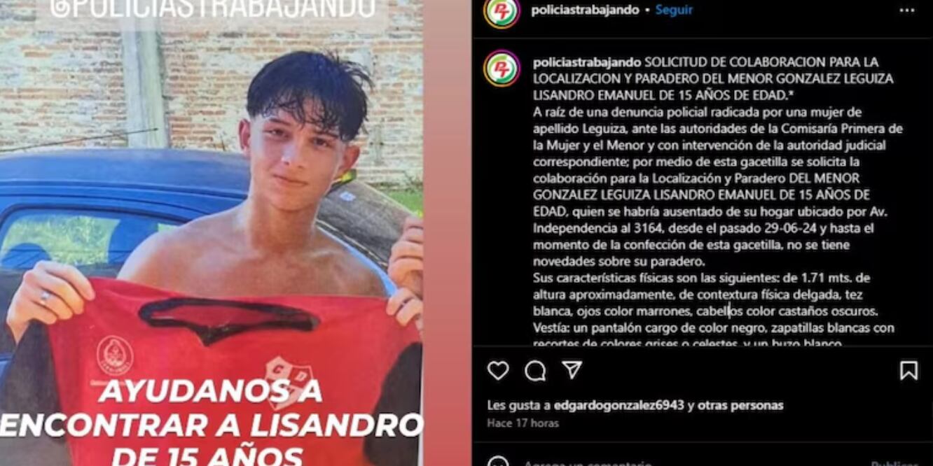 Buscan desesperadamente a Emanuel Leguiza González, un adolescente de 15 años que desapareció en Corrientes.