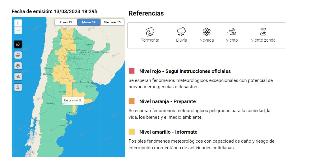 Hay alerta amarilla por tormentas - Foto SMN