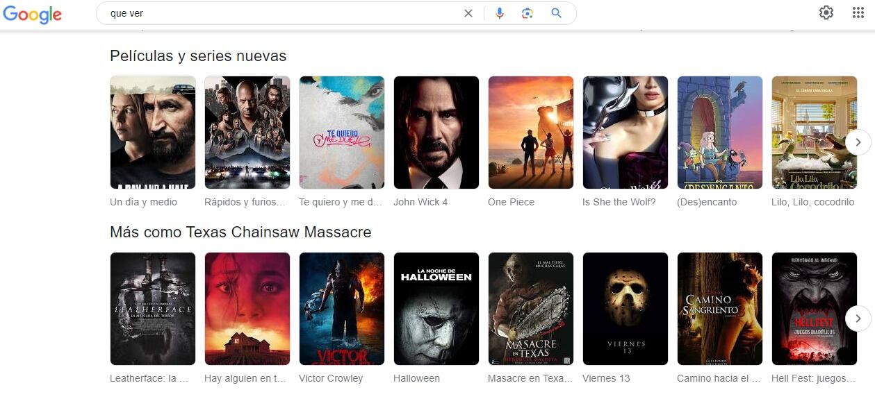 "Qué ver", tip de Google.
