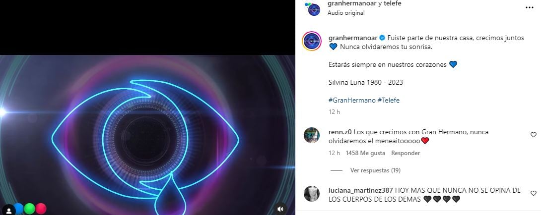 Gran Hermano despidió a Silvina Luna en Instagram