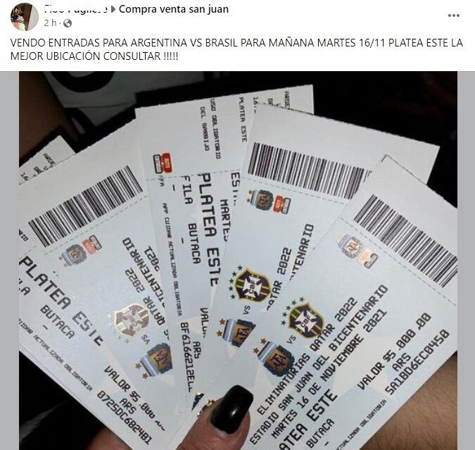 Reventa de entradas Argentina vs. Brasil.