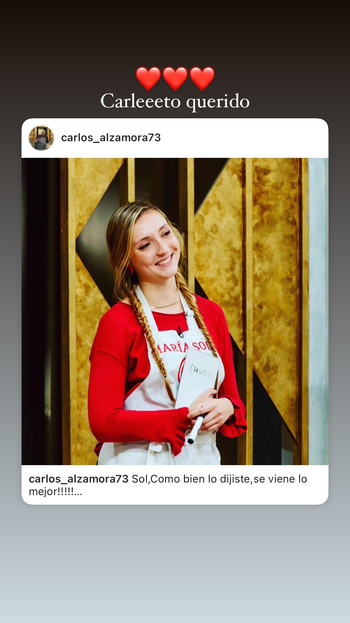 María Sol fue eliminada de Masterchef y sus compañeros le expresaron su amor por las redes