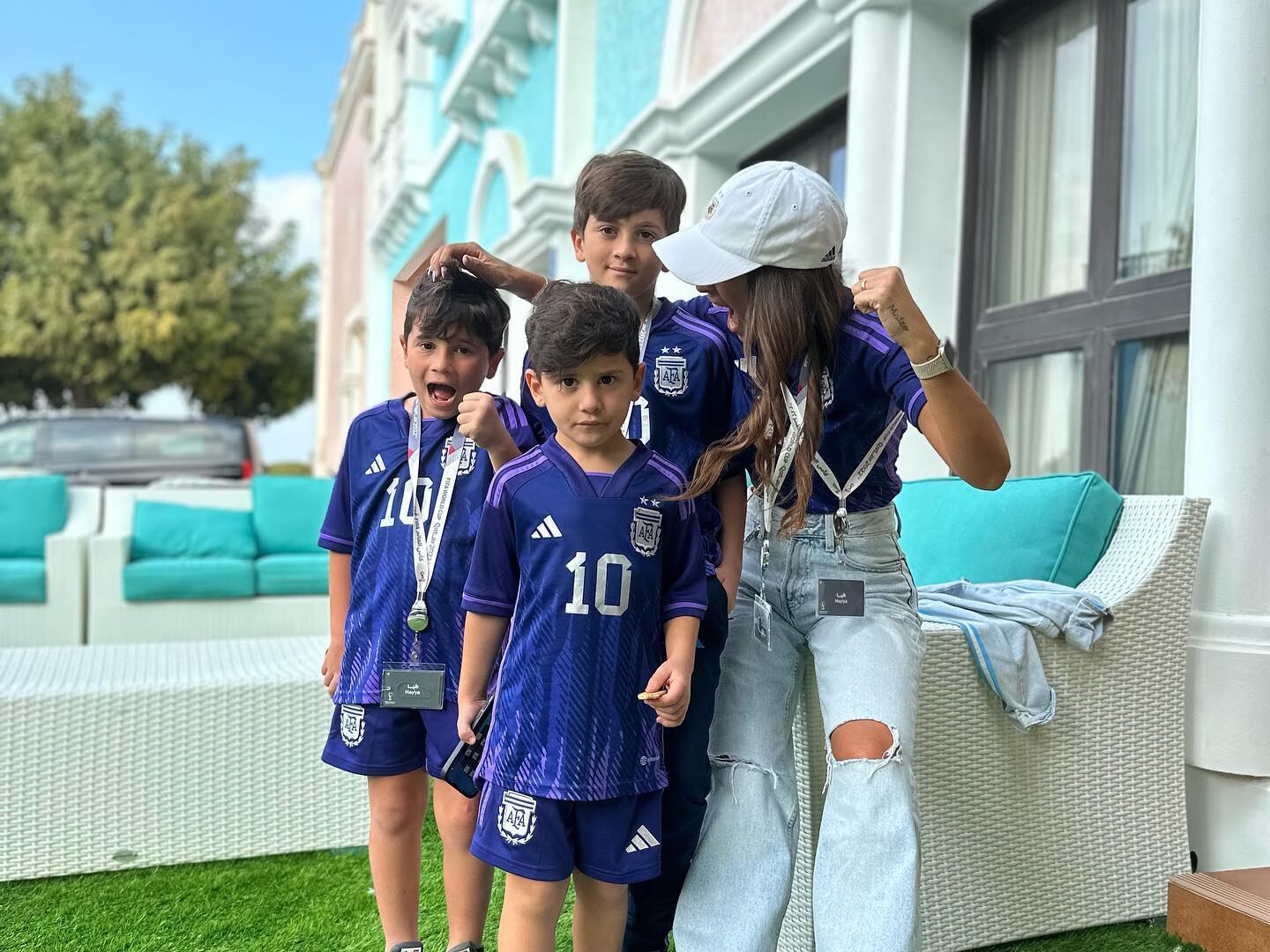 Roccuzzo y sus hijos