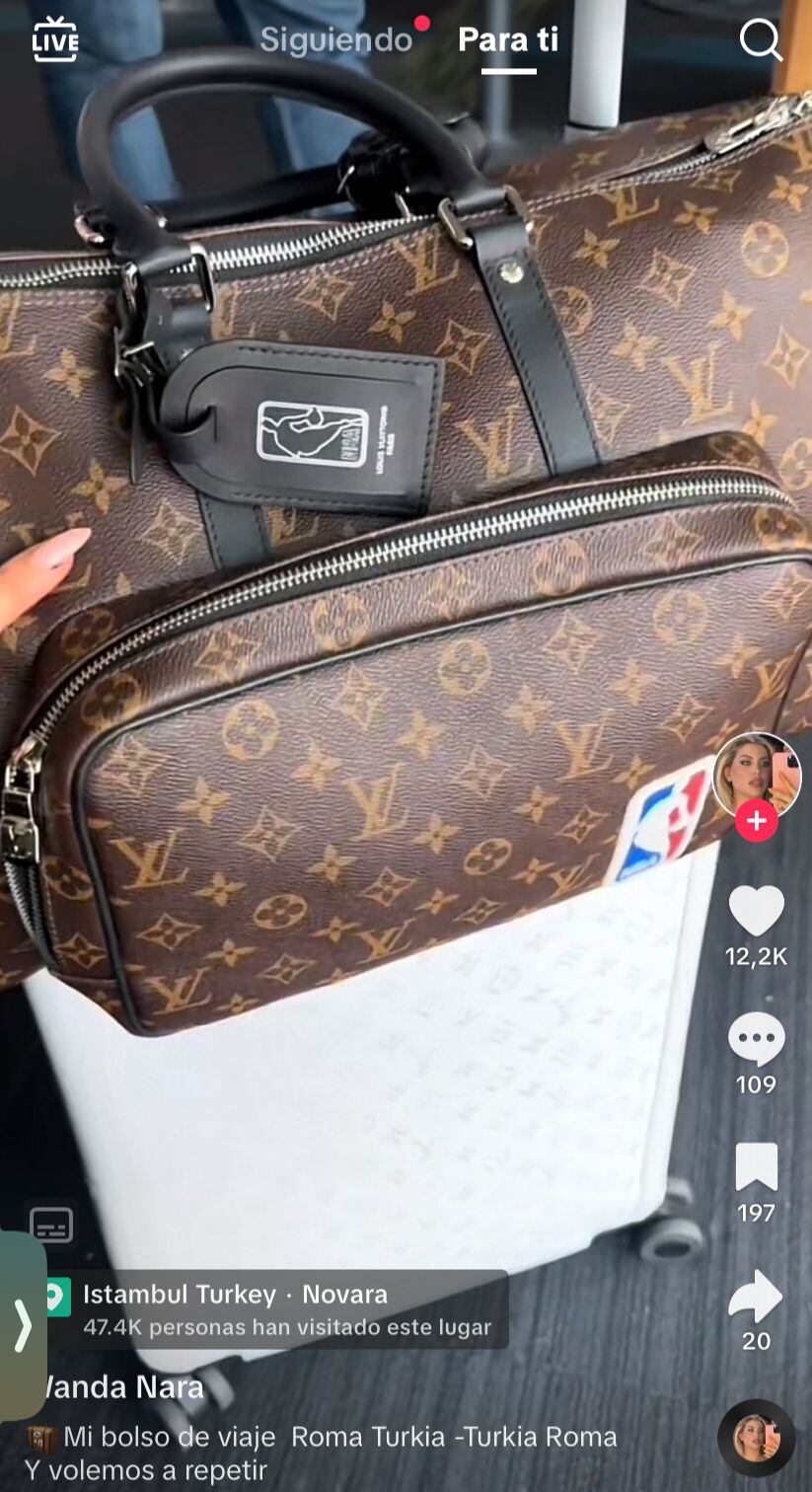 Así es el bolso de viaje Louis Vuitton de Wanda Nara. Captura de pantalla.