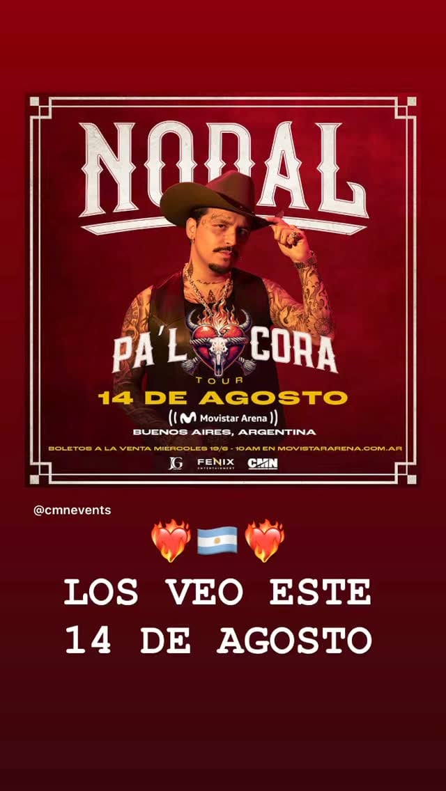 Christian Nodal anunció un show en el Movistar Arena de Buenos Aires, tras su separación de Cazzu