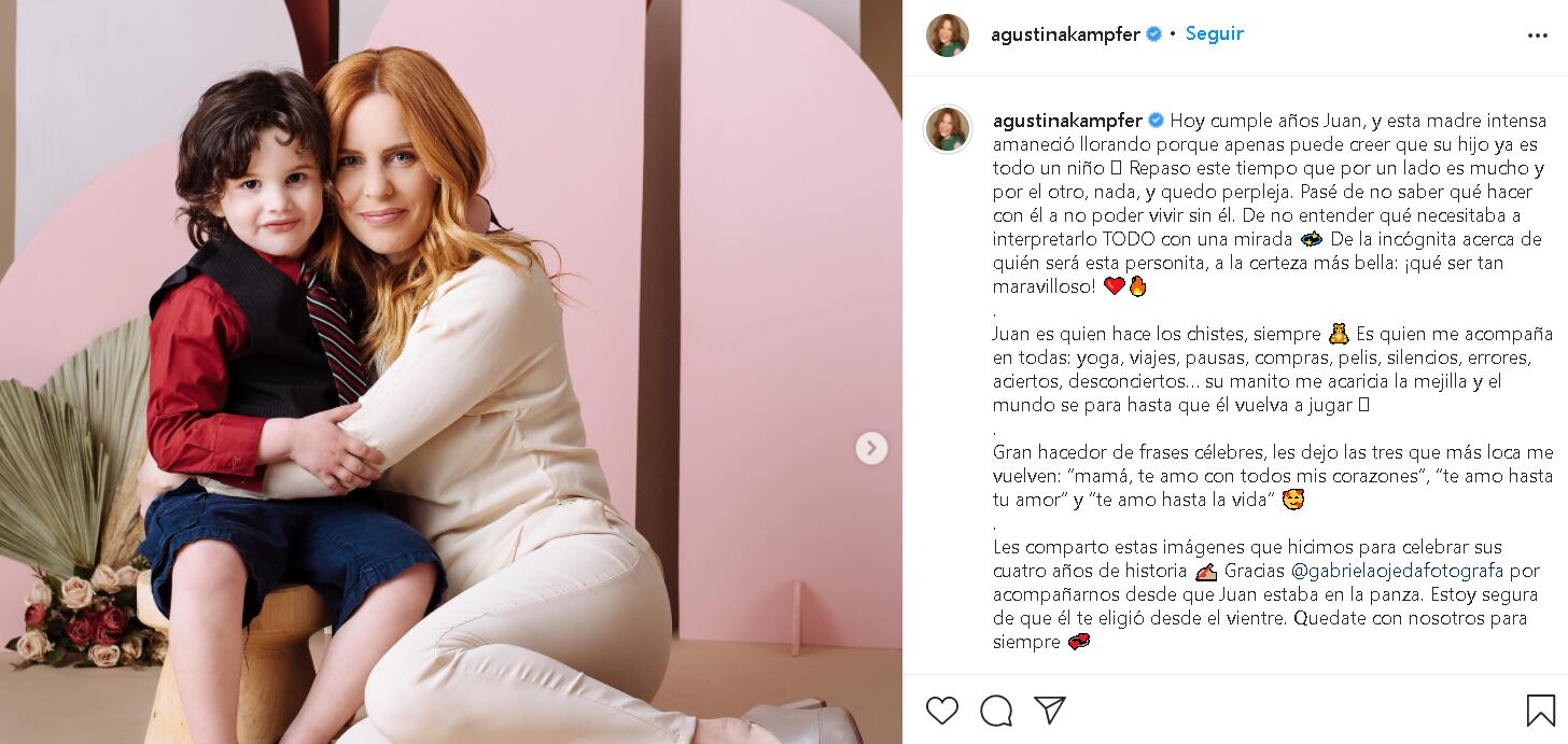 La emoción de Agustina Kämpfer por el cumpleaños de su hijo.