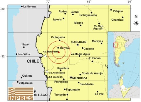 Temblor en San Juan. Imagen: Inpres