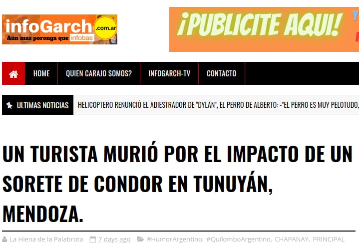 La fake news fue difundida por una web satírica llamada Infogarch