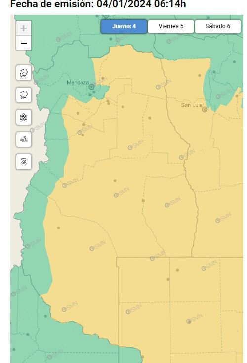 Alerta amarilla por tormentas en Mendoza (SMN)