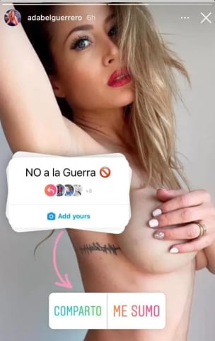 Adabel Guerrero y su polémico desnudo en repudio de la guerra de Rusia y Ucrania