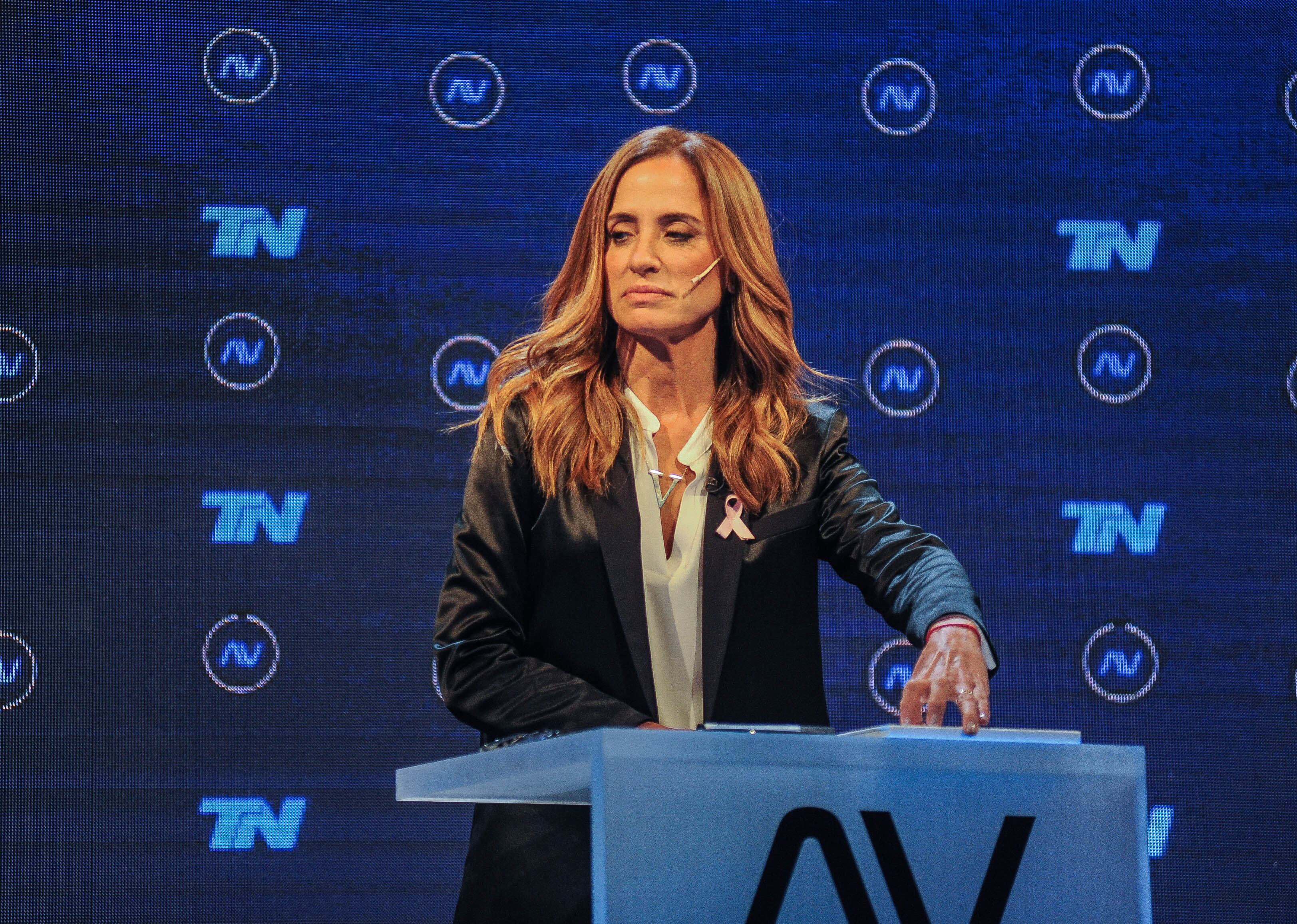 Victoria Tolosa Paz durante el último debate en TN. Foto: Federico López Claro. 