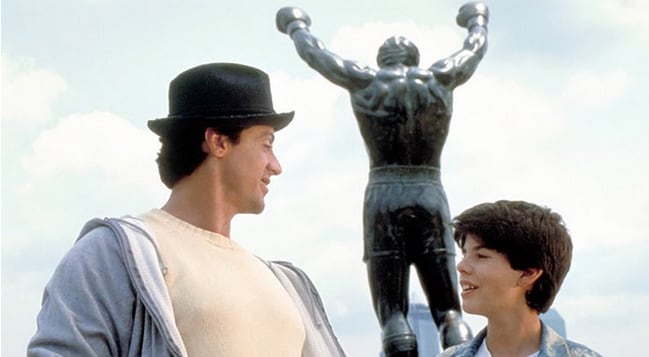 Sage y Silvester Stallone en Rocky V