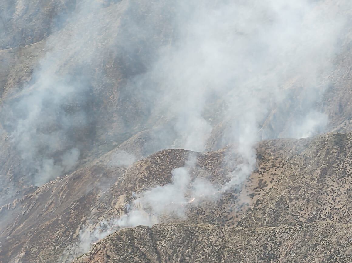 En el lugar trabajan varias dotaciones de bomberos y helicópteros de la Policía - Gentileza Ministerio de Seguridad