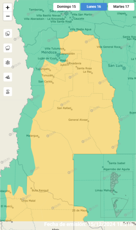 El SMN emitió una alerta amarilla por tormentas.