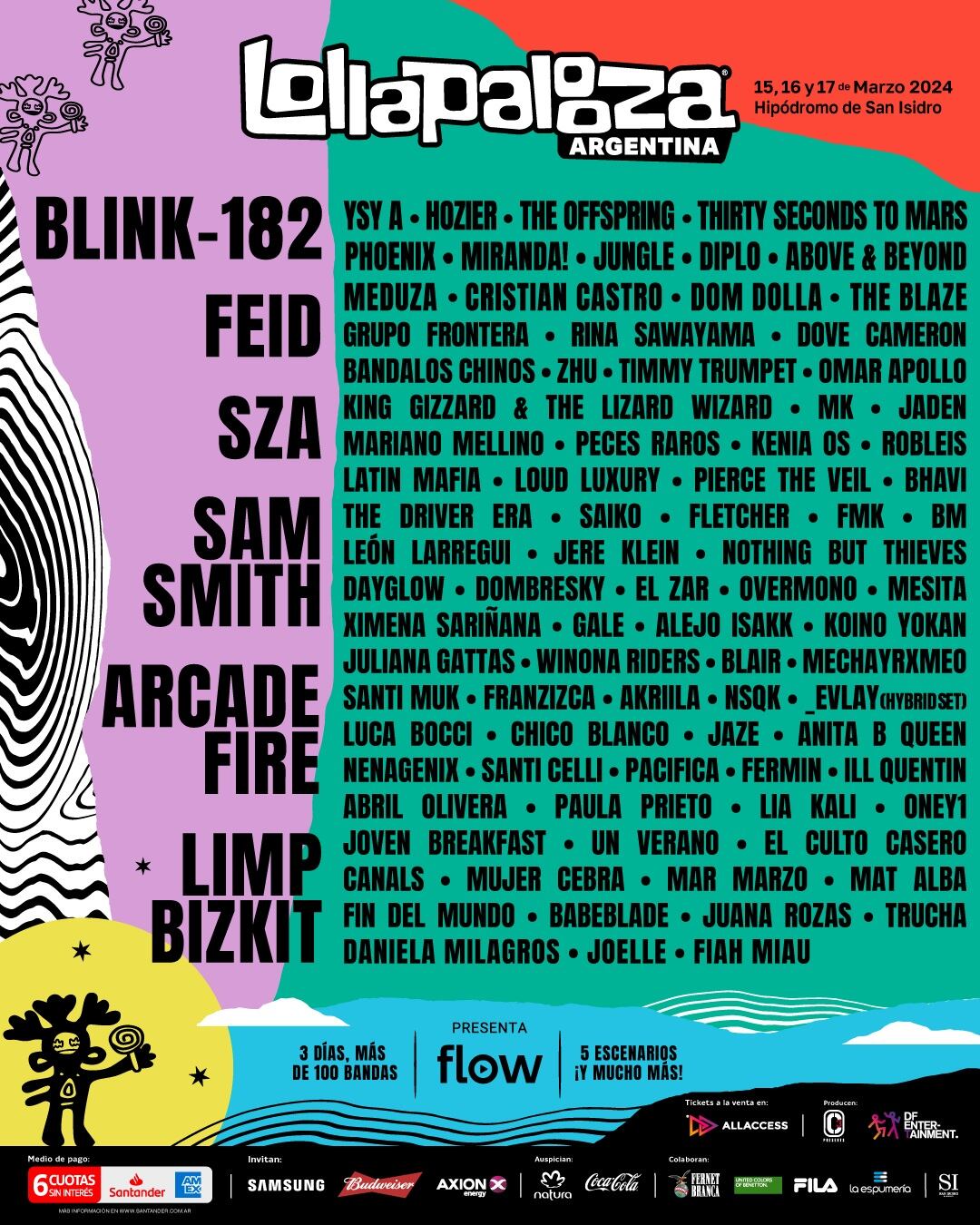 Lineup Lollapalooza Argentina 2024 (DF Entertainment)