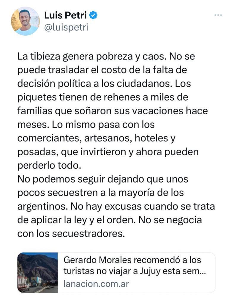 El candidato a vicepresidente de Patricia Bullrich criticó al gobernador jujeño Gerardo Morales.