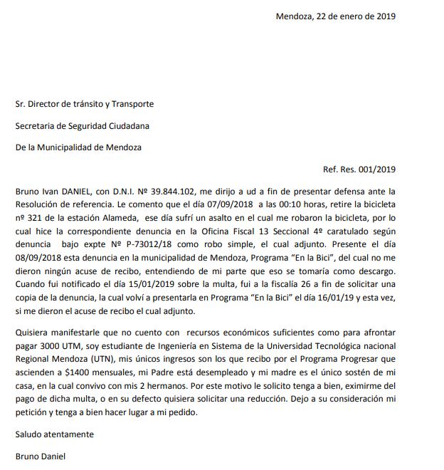 Sin entender cómo el seguro de la bici no cubría esos episodios, en 2019 la víctima del asalto pidió que se lo exima del pago o se le reduzca el monto.