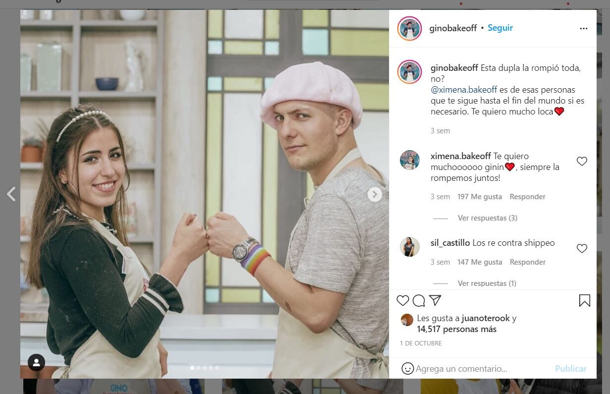 Gino habló de su relación con Ximena en Bake Off Argentina.