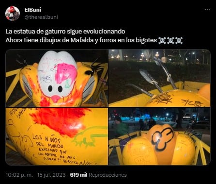 Un tuitero siguió de cerca el deterioro de Gaturro con el pasar de las horas. Foto: captura.