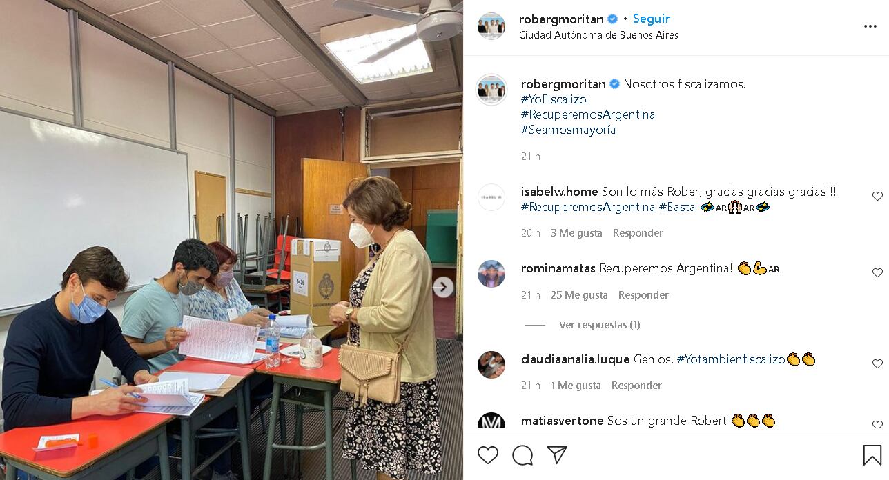 El marido de Pampita estuvo fiscalizando en las elecciones del domingo.