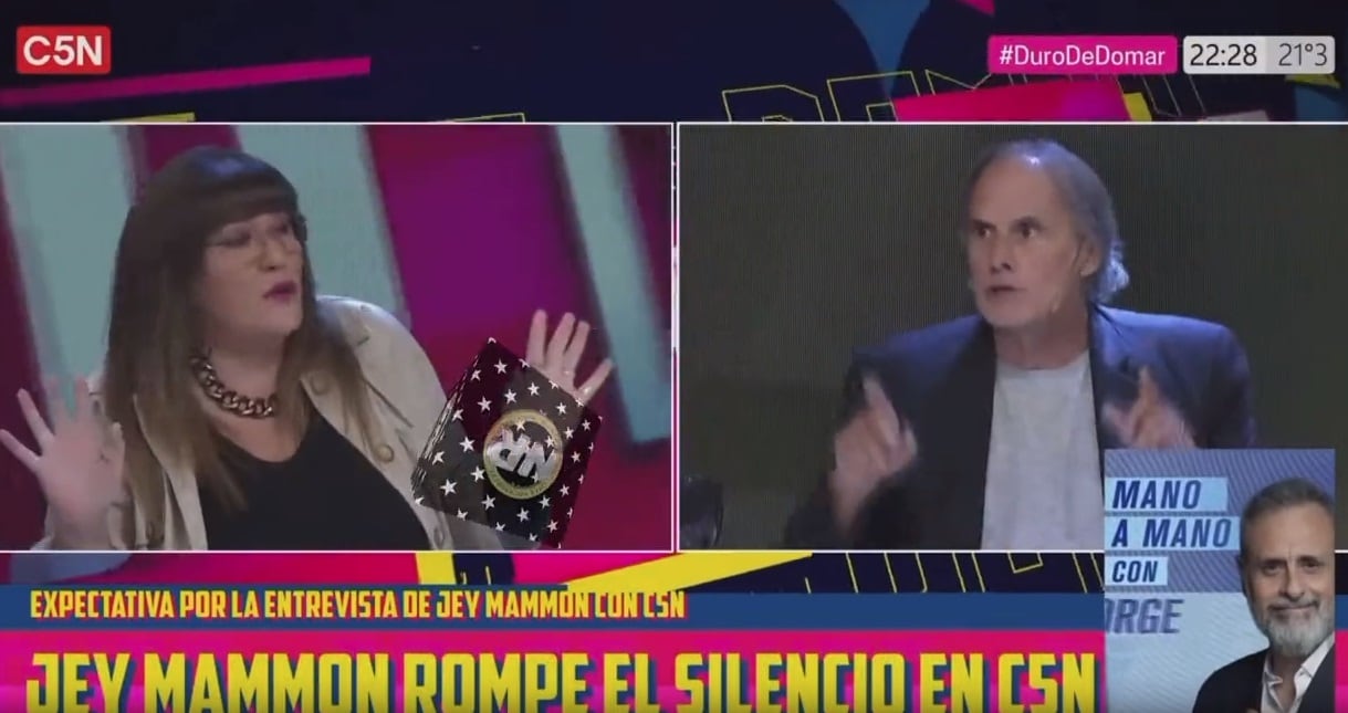 Cruce en C5N por la entrevista de Jorge Rial a Jey Mammon (Captura de video)