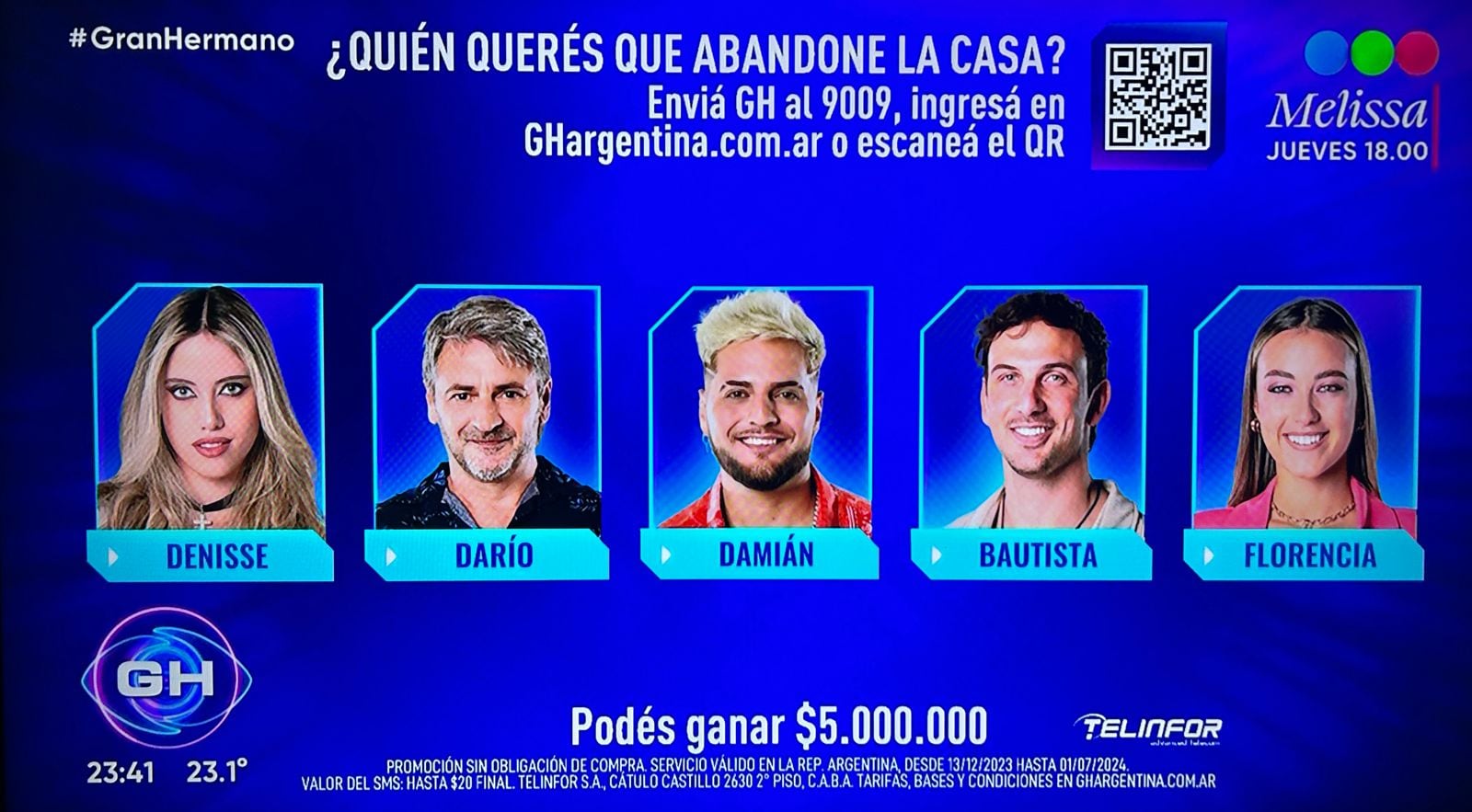 Los cinco participantes nominados en Gran Hermano 2024 este miércoles 13 de marzo son: Denisse, Darío, Damián, Bautista y Florencia.