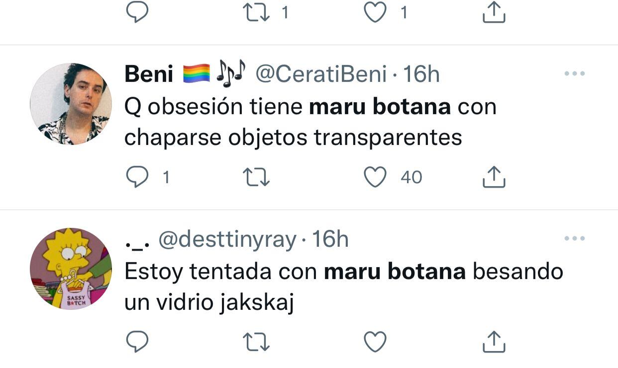 Maru Botana fue tendencia en las redes por besar un vidrio.