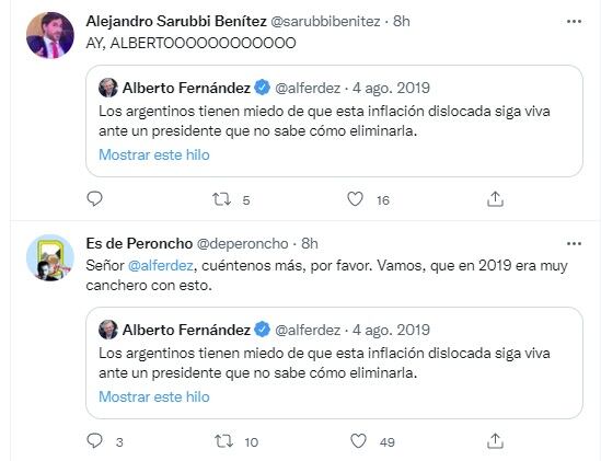 Críticas en Twitter al tuit de Alberto Fernández sobre la inflación