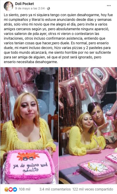 Una mujer organizó la fiesta para su cumpleaños, pero ni familiares ni amigos asistieron.