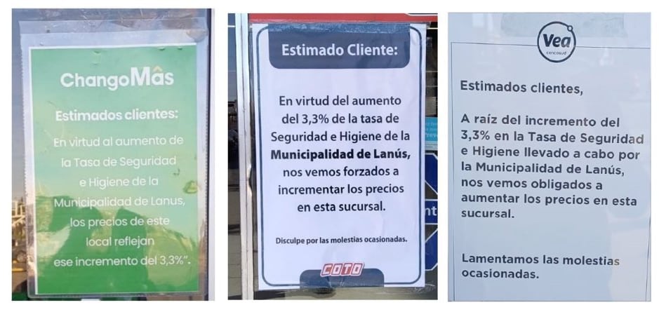 Las empresas pegaron carteles en las sucursales - X