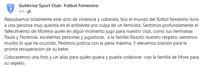 El crimen de Morena generó conmoción en la sociedad mendocina y en el ambiente del fútbol femenino donde era muy conocida. - Facebook